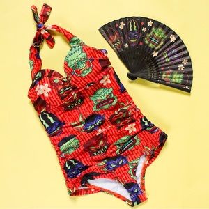Sourpuss tiki monsters swimsuit
